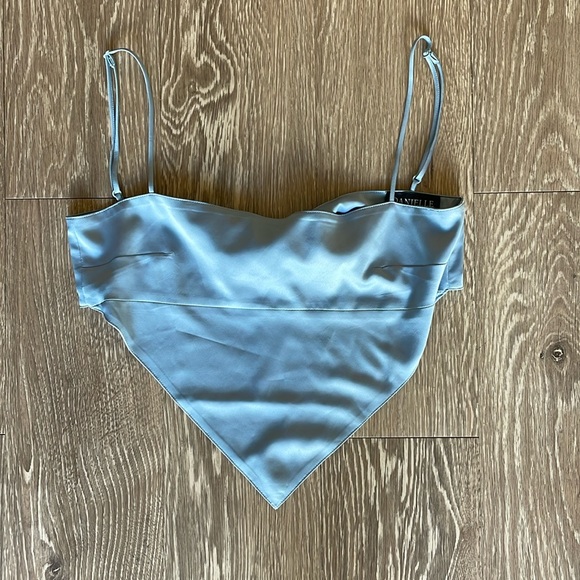 Danielle Bernstein Solid Handkerchief Top in Light Blue - Picture 1 of 2